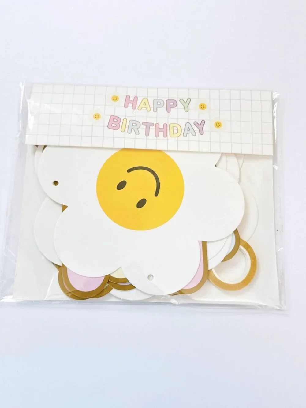 Pastel Happy Birthday Banner with Daisy Flowers, Kids Birthday Garland Decor
